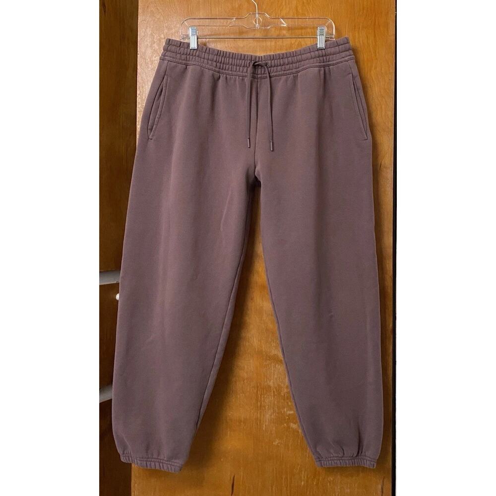 Athleta Forever Fleece High Rise Jogger Smoky Rose Sweatpants Baggy Sz L 575914